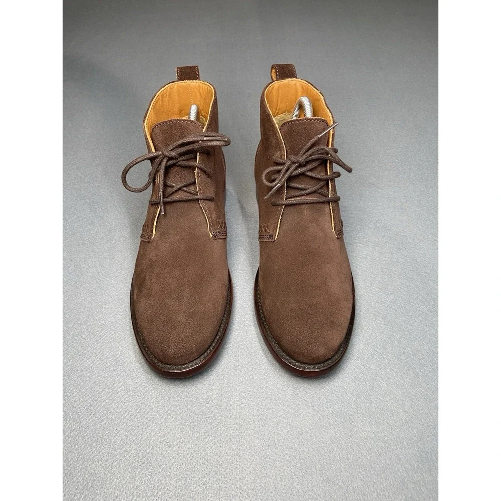 Hevias Men's Handmade Brown Suede Lace-Up Chukka Boots w/ Leather Lining